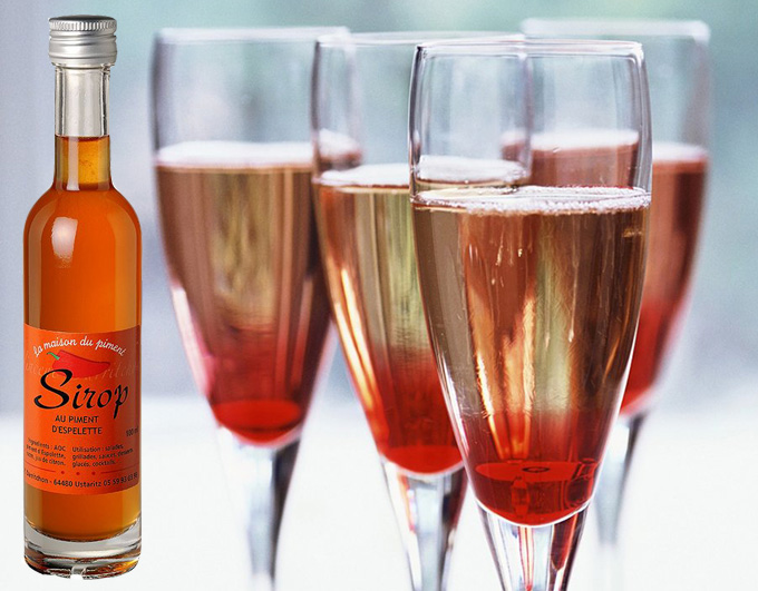 Kir Royal Champagne Sirop de piment d' Espelette